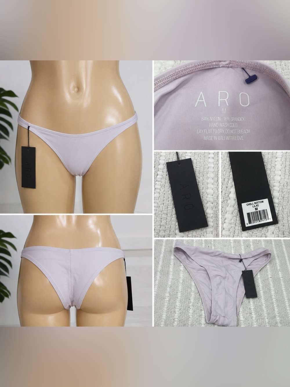ARO Chell Bottom Bikini Bottom Lilac Size Medium NWT Minimalist Swimwear
